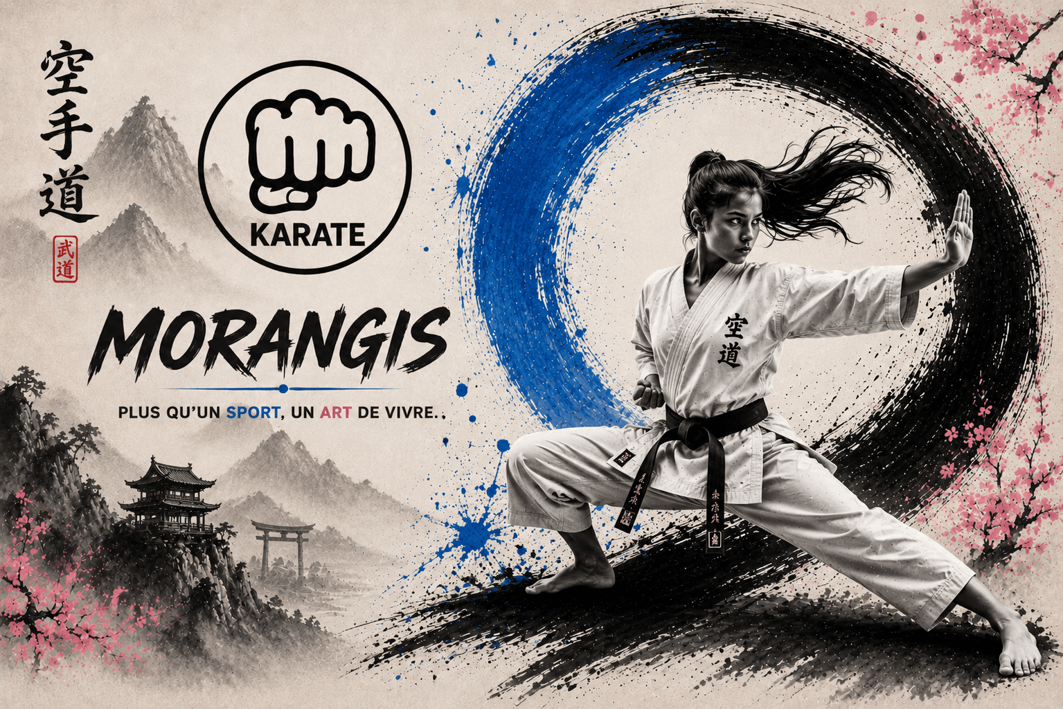 Visuel Karaté Morangis avec karatéka en position basse